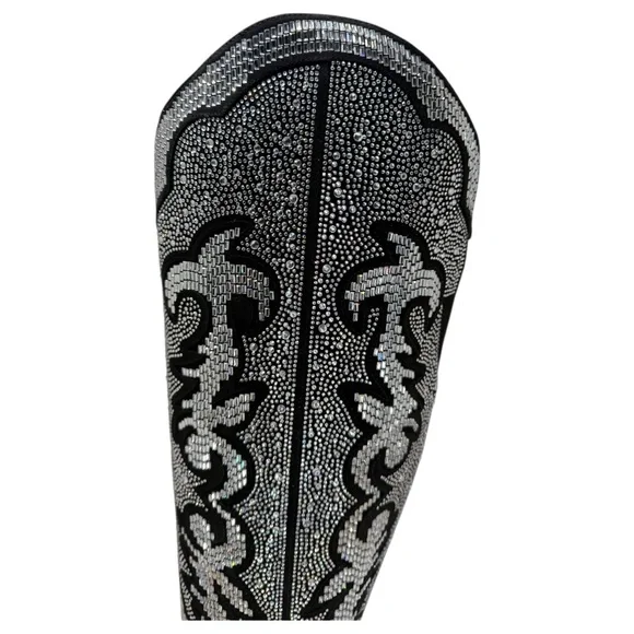 INC Iresa4 Rhinestone Crusted Western Style OTK Heeled Womens Boots Size 9M - Picture 9 of 15